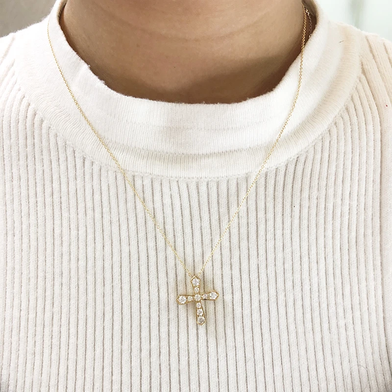 AEAW Solid 14K Yellow Gold Lab Grown Moissanite Diamond Cross Pendant Necklace For Women
AEAW Solid 14K Yellow Gold Lab Grown Moissanite Diamond Cross Pendant Necklace For Women