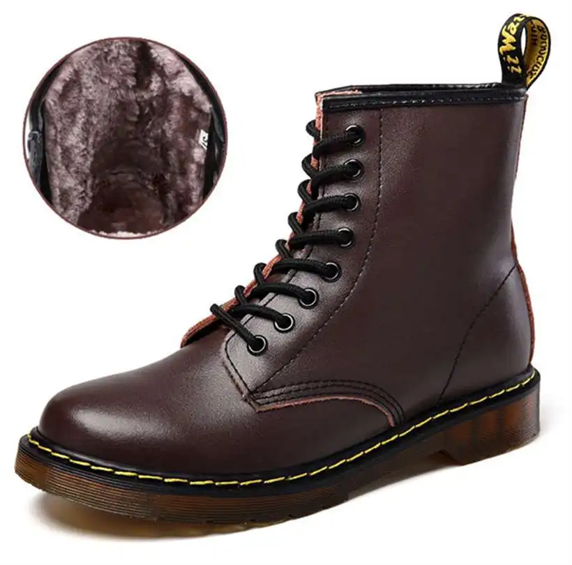 Новые мужские ботинки Martens кожаная зимняя теплая обувь байкерские ботильоны doc