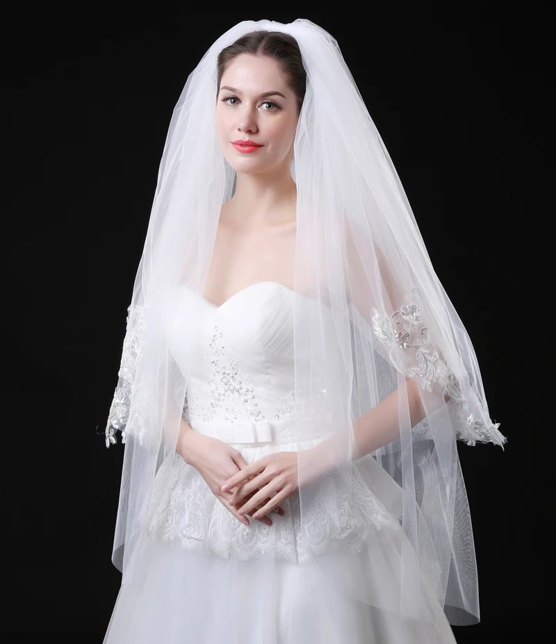 Two Layers Appliques Edge Wedding Veils Long White Ivory Bridal Veils In Stock Elegant Wedding Accessories
Two Layers Appliques Edge Wedding Veils Long White Ivory Bridal Veils In Stock Elegant Wedding Accessories