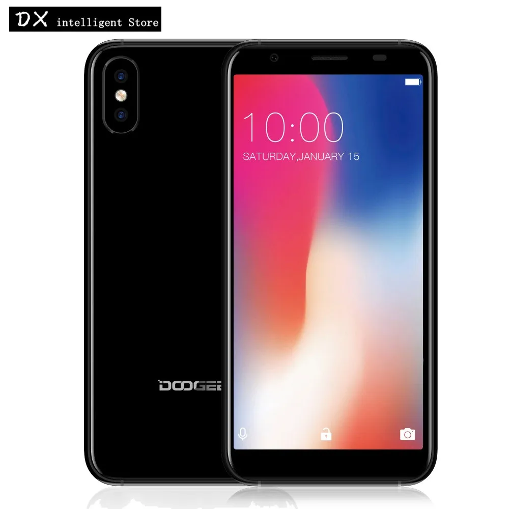 DOOGEE X55 18:9 полный Экран смартфон MT6580 4 ядра 5 дюймовый 1 GB + 16 Dual Камера Android 7 0 сбоку