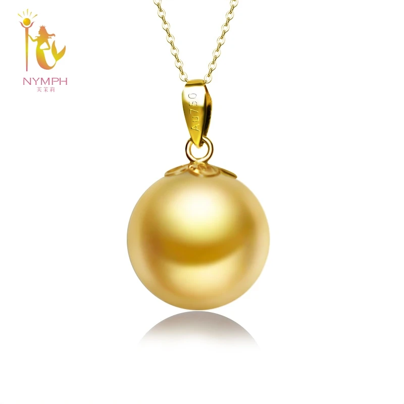 NYMPH southsea genuine golden round pearl necklace&pendant jewelry send 18K gold chain as gift D306
NYMPH southsea genuine golden round pearl necklace&pendant jewelry send 18K gold chain as gift D306