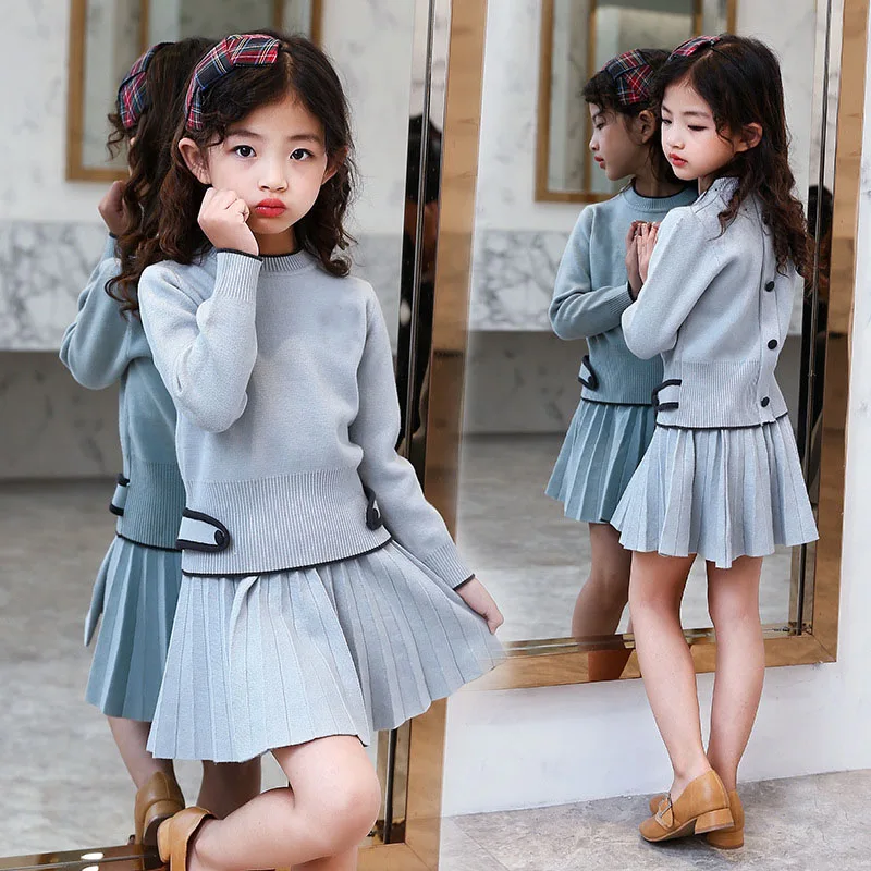 New 2020 Knitting Tops Big Girls Clothes Sets Kids 2pcs Set Pink Blue Knit Sweaters Pleated Skits Children Clothing Suits 5-16Y
New 2020 Knitting Tops Big Girls Clothes Sets Kids 2pcs Set Pink Blue Knit Sweaters Pleated Skits Children Clothing Suits 5-16Y