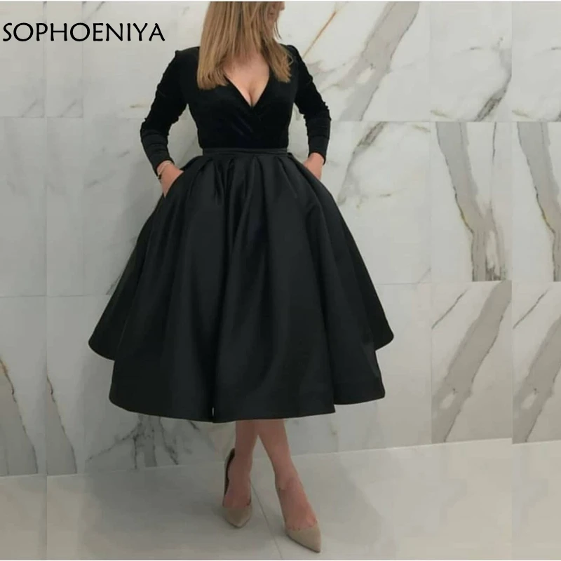 New Arrival Black evening dress short Long sleeve V Neck Velvet kaftan dubai abendkleider Party dresses In stock
New Arrival Black evening dress short Long sleeve V Neck Velvet kaftan dubai abendkleider Party dresses In stock
