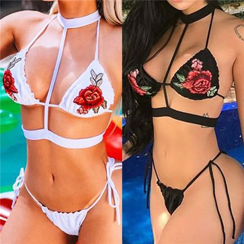 Summer Style Womens Push-up Bikini Set Mesh Bandage Swimsuit Lace-up Low Waist Triangle Swimwear Flower Two Pieces Bathing Suit
Summer Style Womens Push-up Bikini Set Mesh Bandage Swimsuit Lace-up Low Waist Triangle Swimwear Flower Two Pieces Bathing Suit
