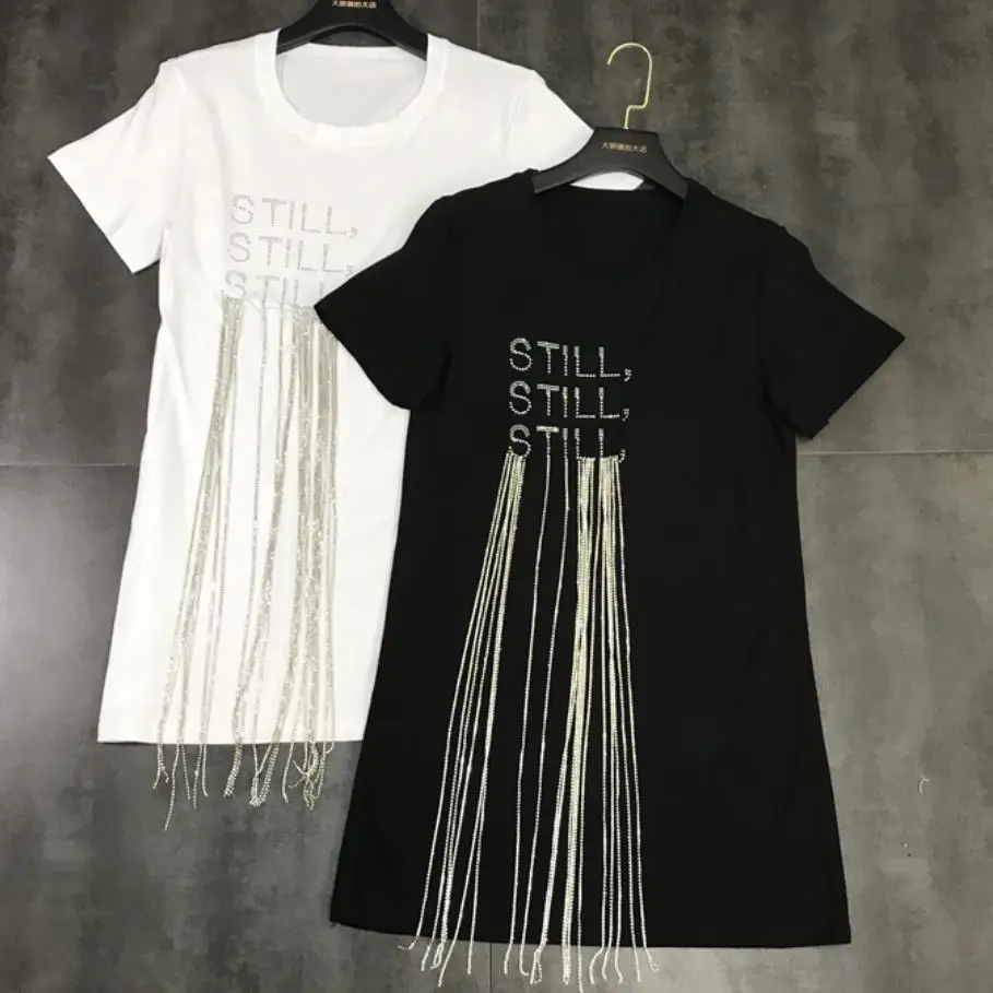 2020 Spring Summer long cotton t-shirt women New Water Drill Chain Short Sleeve Tassel short sleeve top tees
2020 Spring Summer long cotton t-shirt women New Water Drill Chain Short Sleeve Tassel short sleeve top tees
