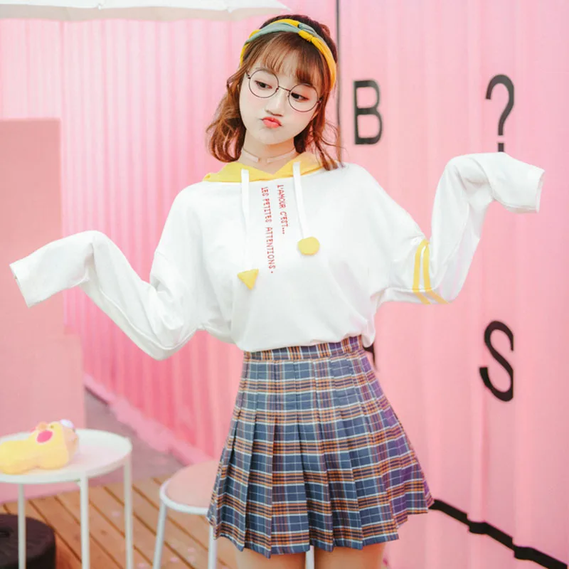 Harajuku Kawaii пуловеры толстовки женские 2018 с буквенным принтом школьная уличная