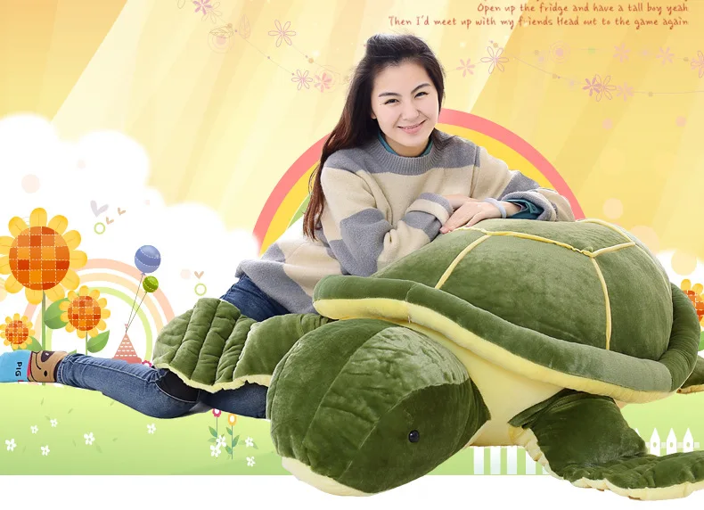 Большая зеленая черепаха 140 см плюшевая игрушка подушка для объятий Удивленный