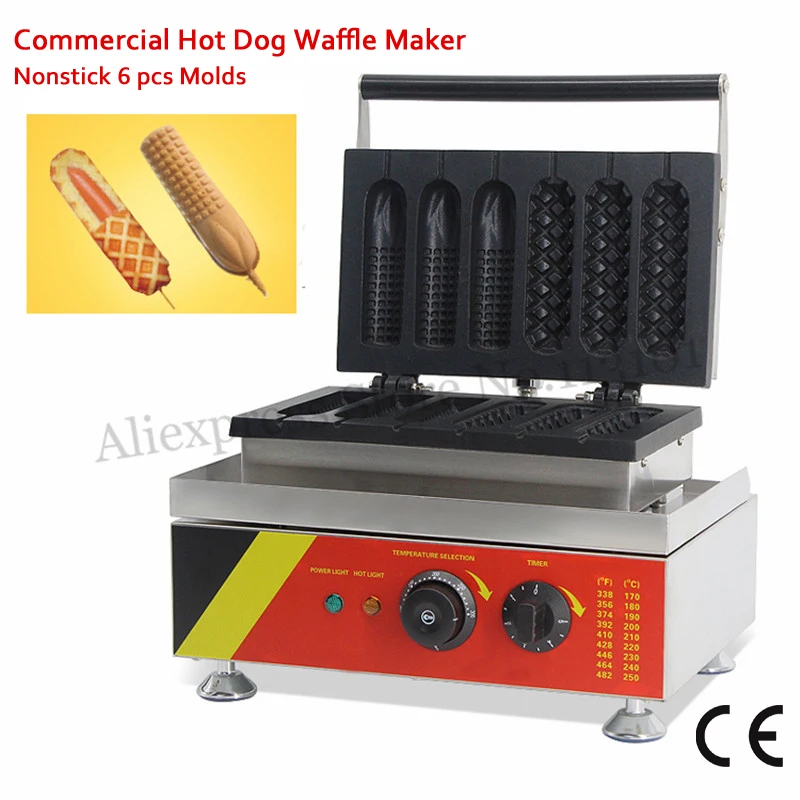 110V 220V Nonstick Lolly Waffle Machine 3 Hotdog Waffle + 3 French Corn Hot Dog Molds 1500W Commercial Use
110V 220V Nonstick Lolly Waffle Machine 3 Hotdog Waffle + 3 French Corn Hot Dog Molds 1500W Commercial Use