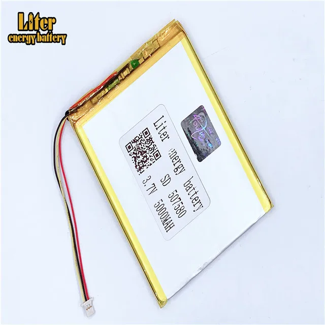 plug 1.0-3P 507580 5000mah 3.7V Rechargeable charging lithium polymer battery for Tablet PC Smart mobile phone
plug 1.0-3P 507580 5000mah 3.7V Rechargeable charging lithium polymer battery for Tablet PC Smart mobile phone