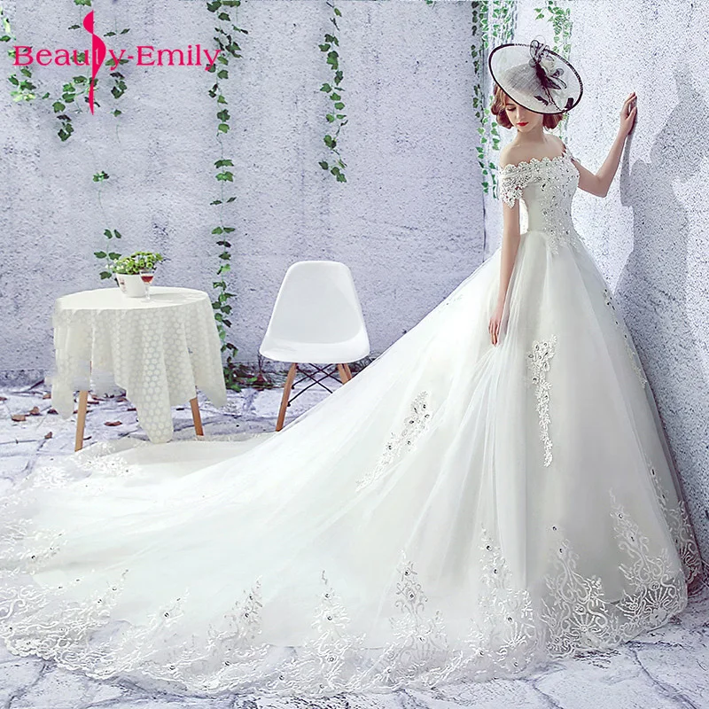 Dreamlike Vestido De Noiva Свадебные платья трапециевидной формы с открытыми плечами и