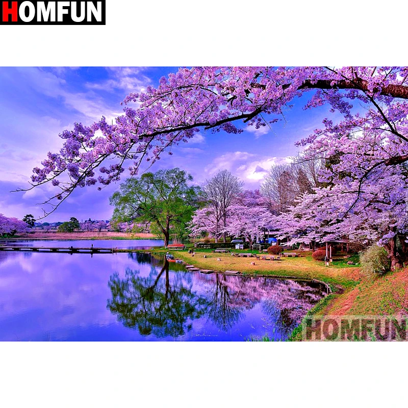 Алмазная 5D Вышивка HOMFUN Цветочное дерево картина с полными квадратными/круглыми