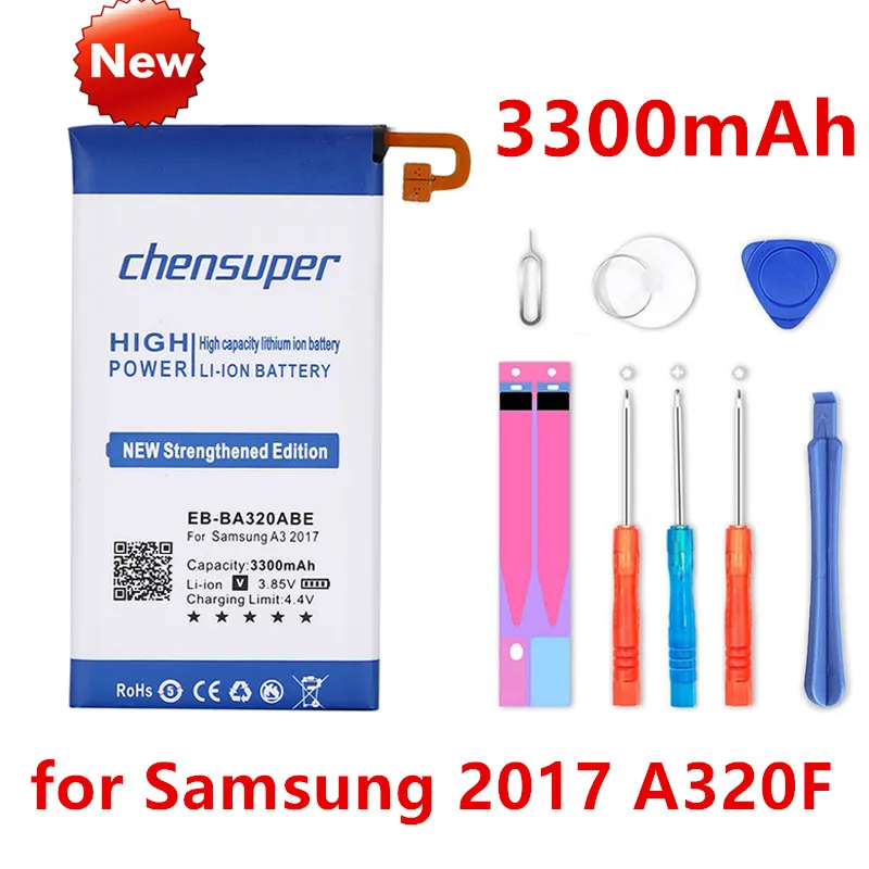 100% Оригинальный EB BA320ABE chensuper для Samsung Galaxy A3 2017 батарея SM A320 A320F 2350mAh Акку с