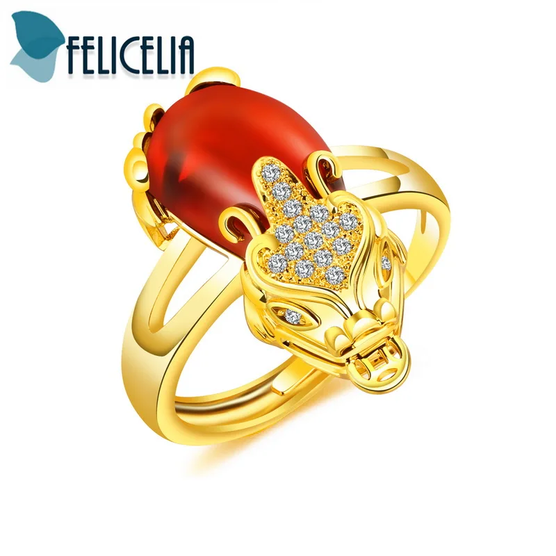 Классическое дизайнерское кольцо Felicia Pi Xiu с красным кубическим цирконием и