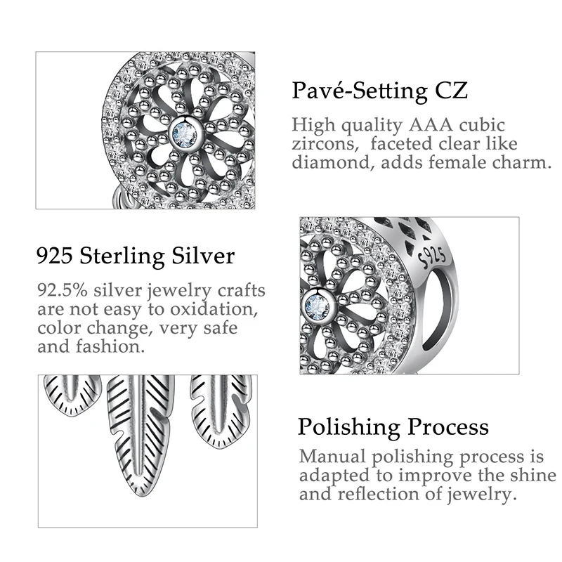 Eudora 100% 925 Sterling Silver Dream Catcher Holder Clear Ziron Beads fit Women Charm Bracelets Necklaces DIY Jewelry MYXZ172
Eudora 100% 925 Sterling Silver Dream Catcher Holder Clear Ziron Beads fit Women Charm Bracelets Necklaces DIY Jewelry MYXZ172