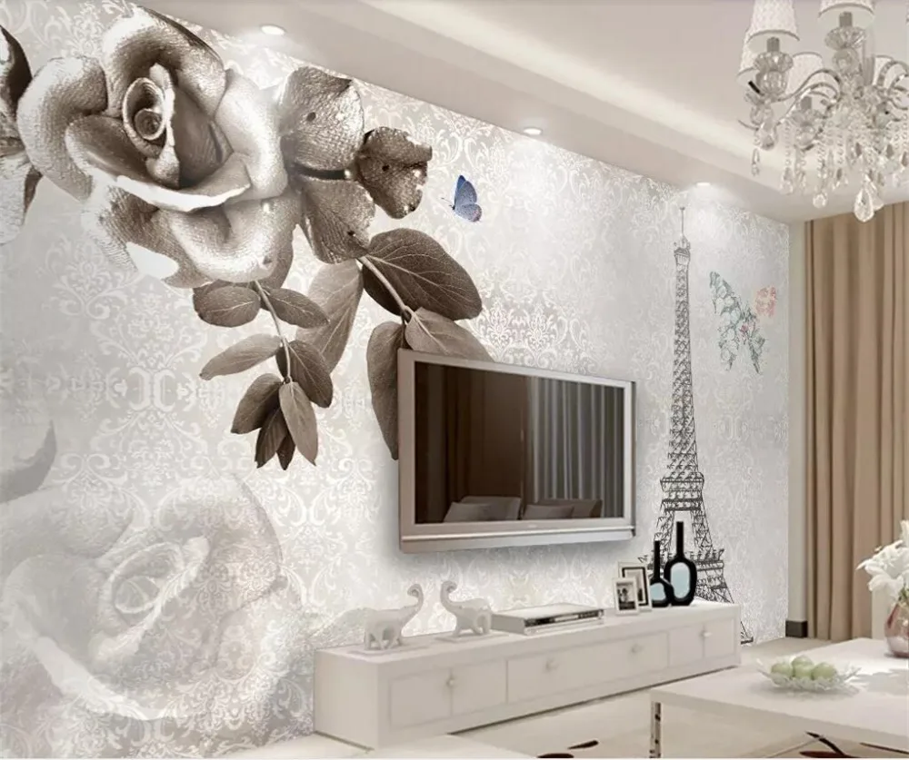 

beibehang Custom wallpaper 3d stereo European style nostalgic Eiffel Tower backdrop living room murals papel de parede wallpaper