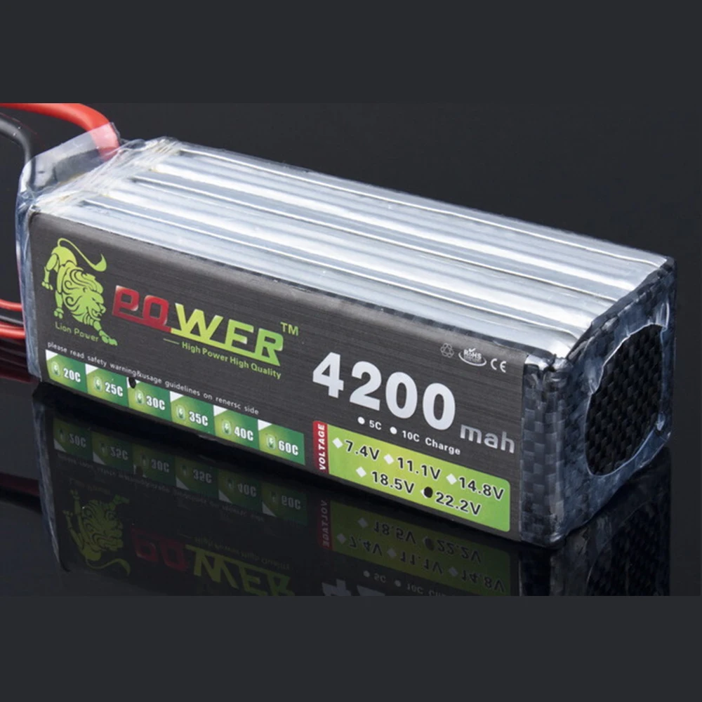 Аккумулятор LiPo 6s ультра-большой емкости, 22,2 в, 4200 мАч, 30C, 35C для радиоуправляемого вертолета, радиоуправляемого автомобиля, лодки, квадрокопт...
Аккумулятор LiPo 6s ультра-большой емкости, 22,2 в, 4200 мАч, 30C, 35C для радиоуправляемого вертолета, радиоуправляемого автомобиля, лодки, квадрокопт...