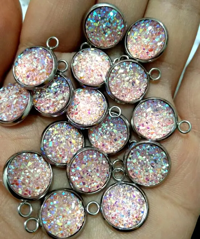 12mm Colorful druzy stone Charms Pendant Finding for necklace Jewelry Accessories Earring | Украшения и аксессуары