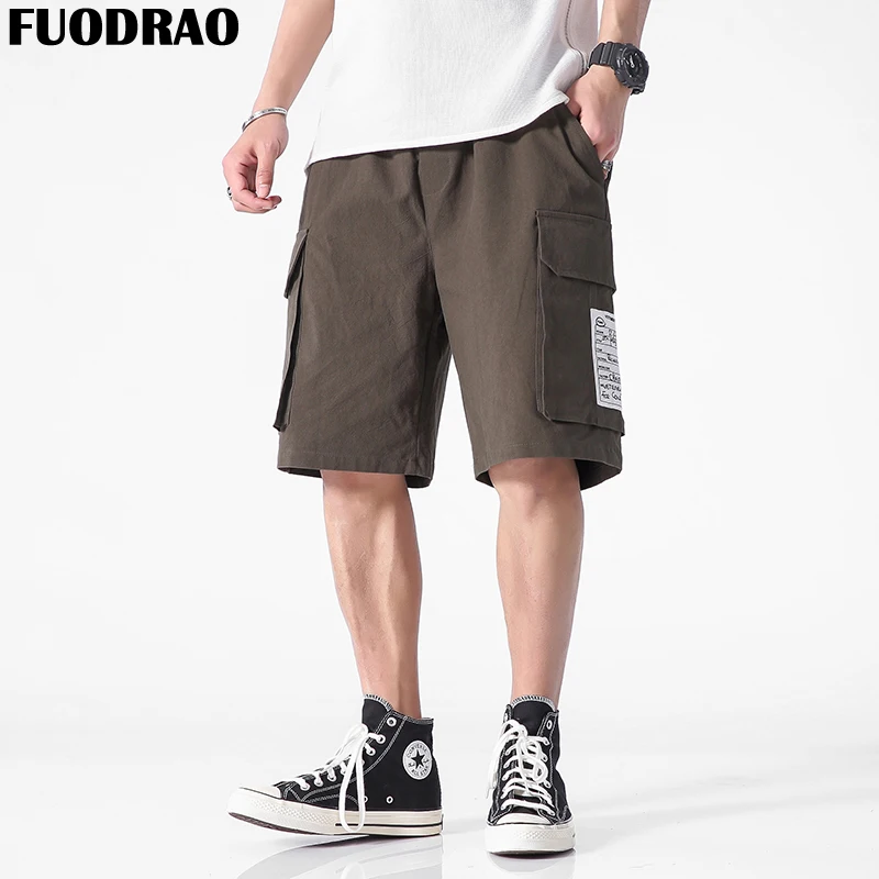 Мужские шорты-карго FUODRAO Свободные повседневные шорты в стиле хип-хоп с карманами