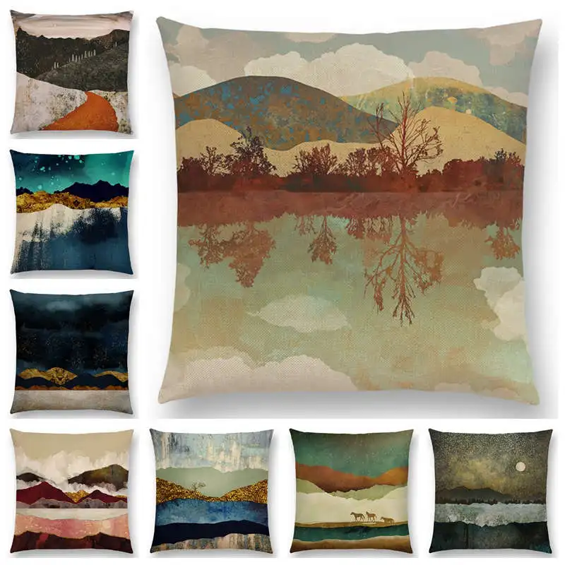 

25 New Design Available Mountains Wilderness Cushion Cover Home Decor Sunrise Pillowcase