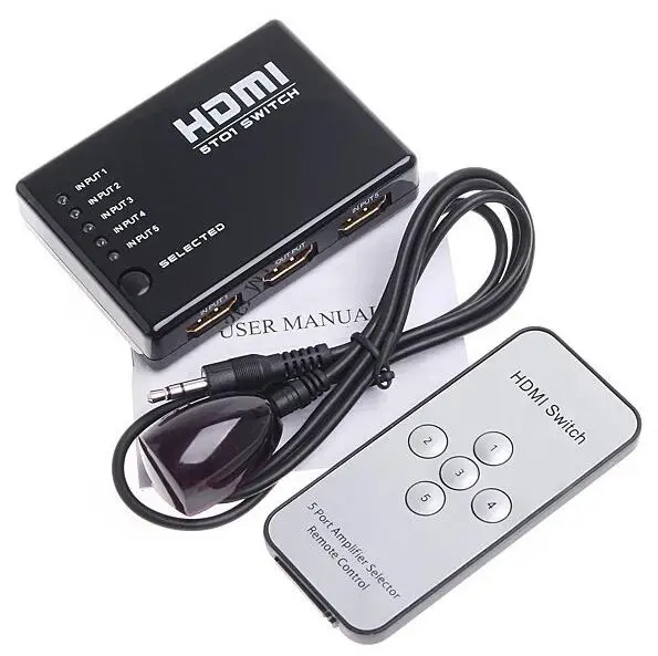 1Set Mini 5 Port 1080P Video HDMI Switch Switcher HDMI Splitter with IR Remote splitter box for HDTV PS3 DVD
1Set Mini 5 Port 1080P Video HDMI Switch Switcher HDMI Splitter with IR Remote splitter box for HDTV PS3 DVD