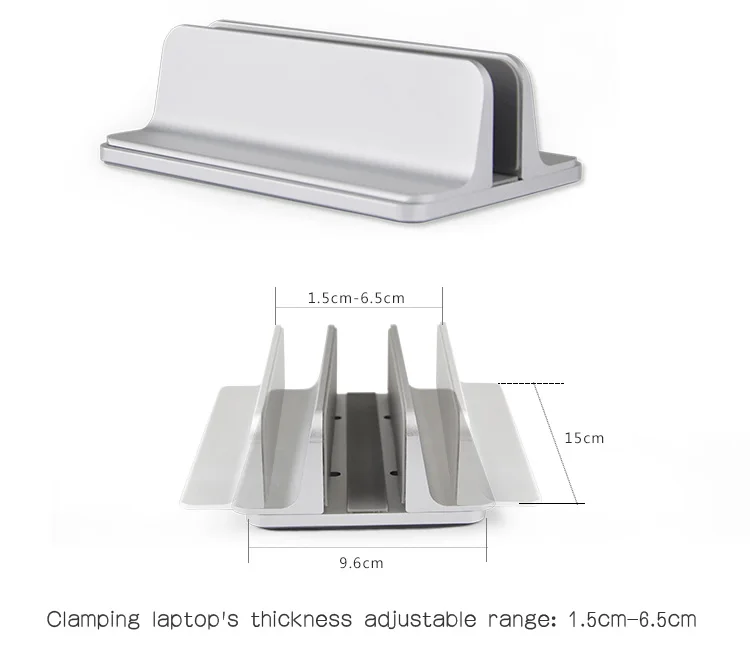 Aluminum Vertical Laptop Stand Thickness Adjustable Desktop NoteBooks Holder Erected Space-saving Stand for MacBook Pro / Air
Aluminum Vertical Laptop Stand Thickness Adjustable Desktop NoteBooks Holder Erected Space-saving Stand for MacBook Pro / Air