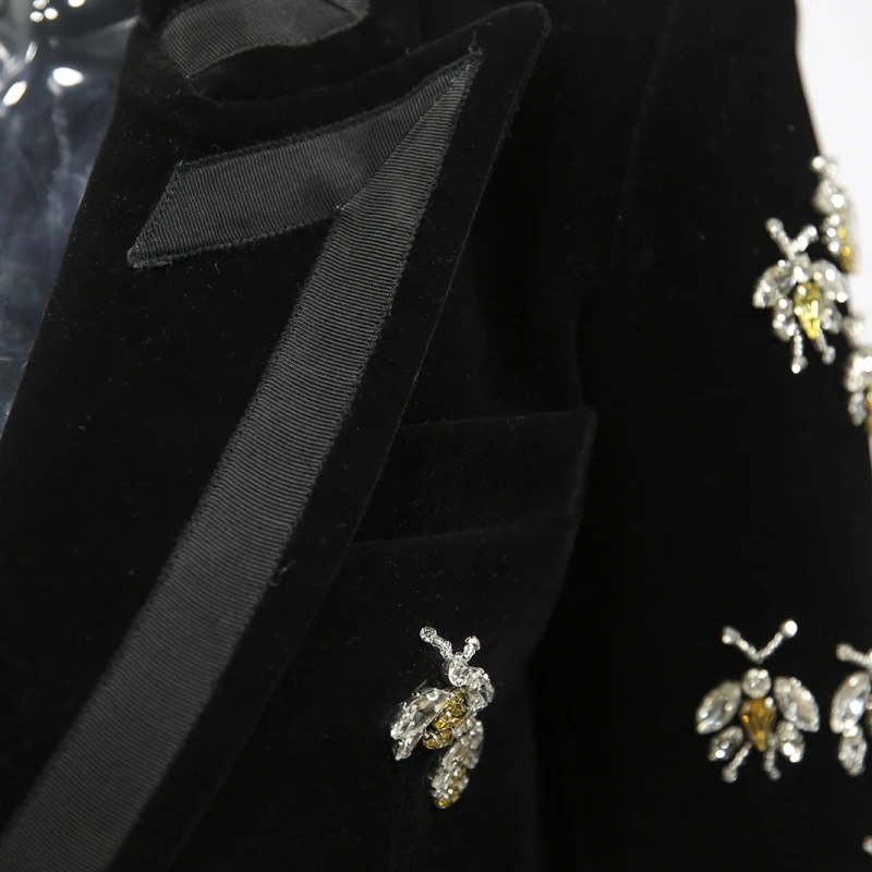 Luxurious Designing Plus Size XXXL Handmade Bees Beading Blazers Notched High Street Women Velvet Long Qaulity Blazer
Luxurious Designing Plus Size XXXL Handmade Bees Beading Blazers Notched High Street Women Velvet Long Qaulity Blazer