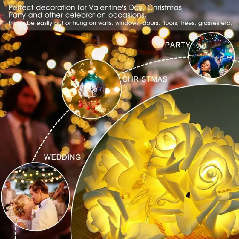 Rose Flower String Lights 6.5ft/2.2m/20 LEDs Red Wedding Decorations Lights For Birthday Christmas Wedding Halloween Patio Part
Rose Flower String Lights 6.5ft/2.2m/20 LEDs Red Wedding Decorations Lights For Birthday Christmas Wedding Halloween Patio Part