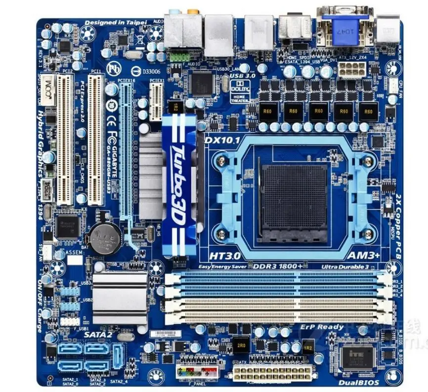 Для Gigabyte GA 880GM USB3 оригинальная б/у настольная материнская плата 880G 880 Socket AM3 + DDR3 SATA2