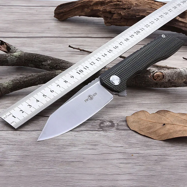 TS76 Два солнца Ножи с D2 лезвие доставка темно зеленый titanium ручка подарка junting