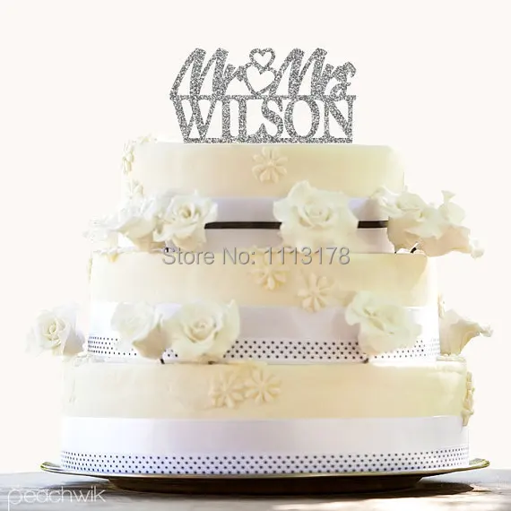 Glitter Wedding Cake Topper Design Custom Last Name Wedding Cake Toppers Two heart silver Mr and Mrs Topper
Glitter Wedding Cake Topper Design Custom Last Name Wedding Cake Toppers Two heart silver Mr and Mrs Topper