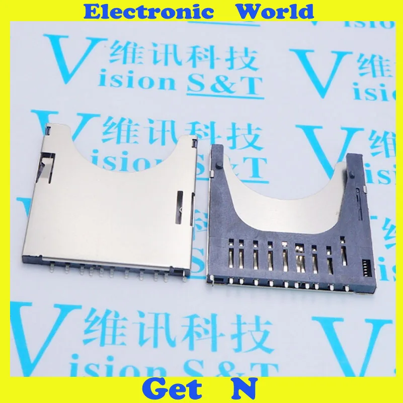 200pcs 2 in 1 MMC SD Self Push SD Card Socket Push-Push 11Pins SD Holder Tray