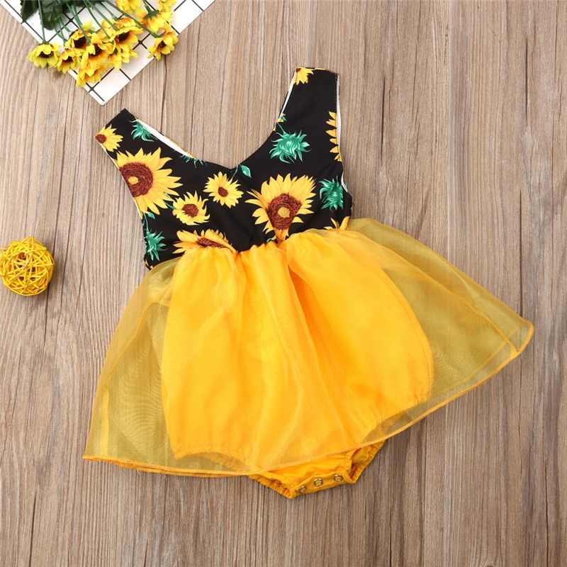 Summer Baby Girls Dress Sleeveless Sunflower Print Jumpsuit Bodysuit Infant Princess Party Dress
Summer Baby Girls Dress Sleeveless Sunflower Print Jumpsuit Bodysuit Infant Princess Party Dress