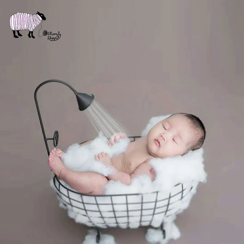 

Newborn Baby Photography Props Infant fotografia Shoot Accessories Baby Girl Boy Photo Shoot Iron Bathtub Basket Props bebe foto