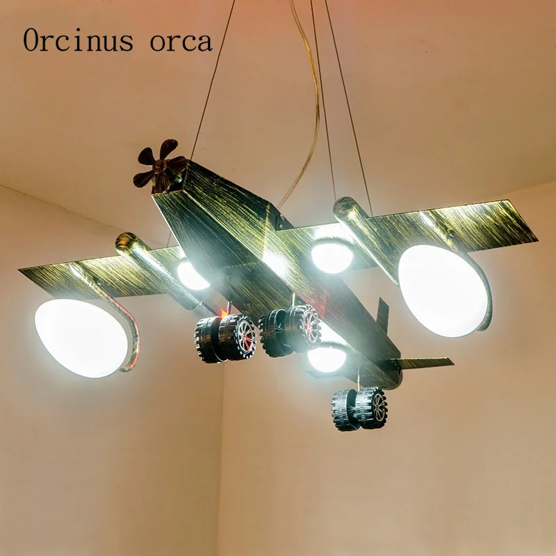 

Retro industrial wind aircraft chandelier cafe children's room lights modern personalized creative fighter chandeliers