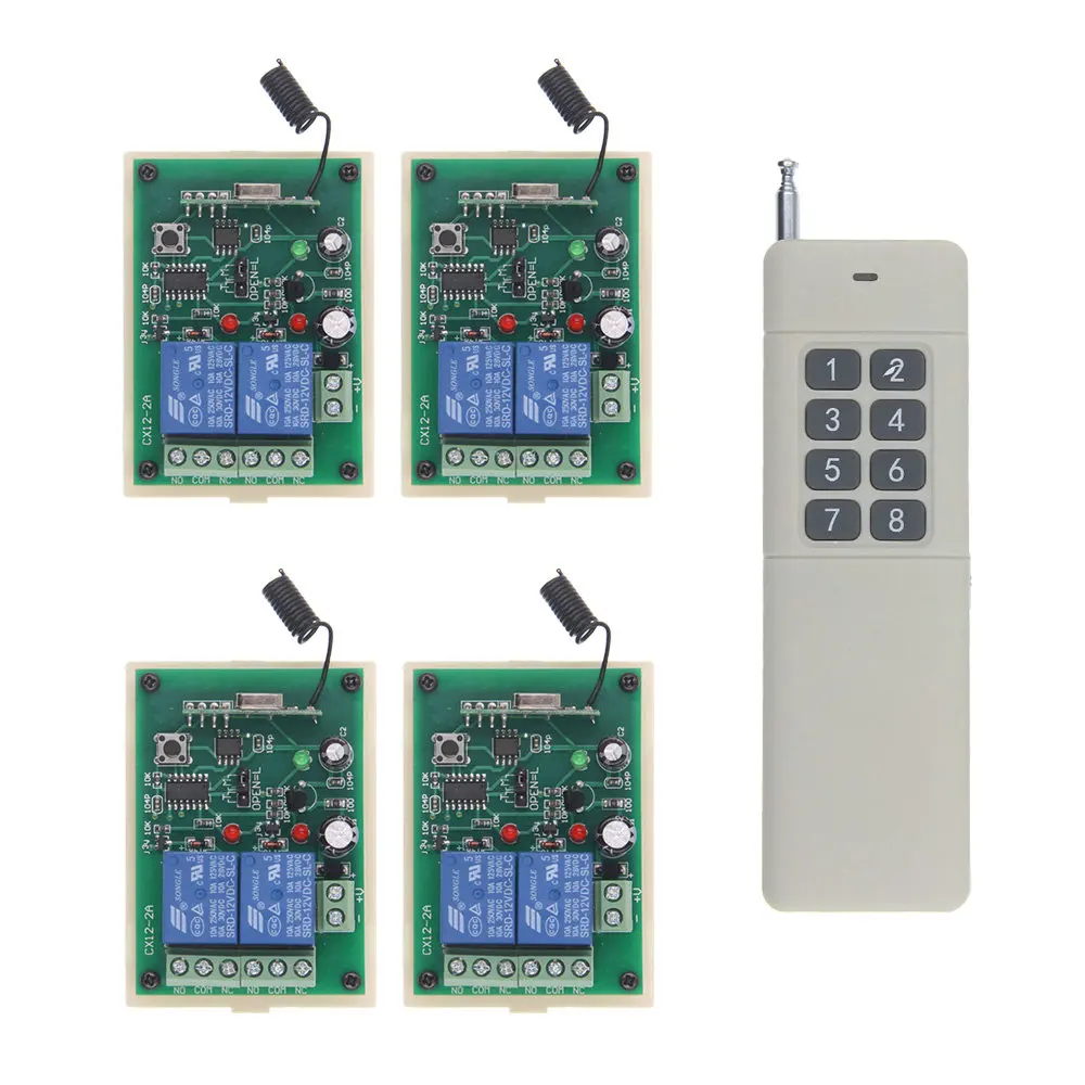 Remote Control Switch 12V 24V 2CH Relay RF 2 CH Receiver 3000m High Power 8CH Transmitter Learning 315 / 433 MHz
Remote Control Switch 12V 24V 2CH Relay RF 2 CH Receiver 3000m High Power 8CH Transmitter Learning 315 / 433 MHz