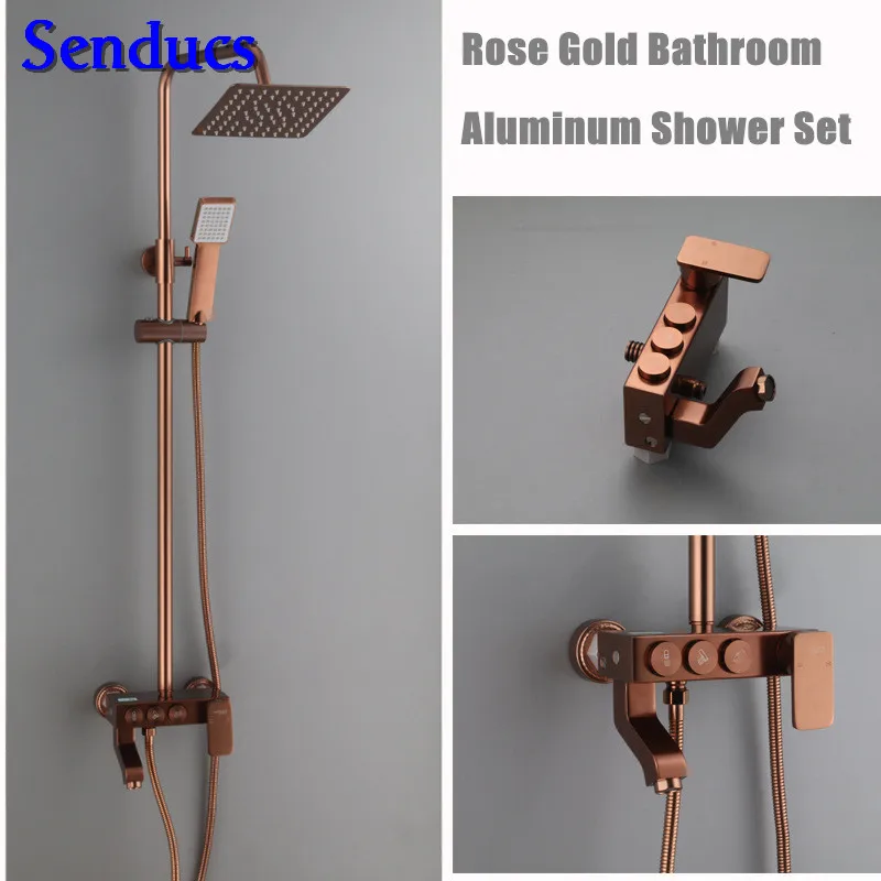 Senducs Space Aluminum Bathroom Shower Set Rose Gold Bathroom Shower System Suqare Rain Shower Head Quality Aluminum Water Tap
Senducs Space Aluminum Bathroom Shower Set Rose Gold Bathroom Shower System Suqare Rain Shower Head Quality Aluminum Water Tap