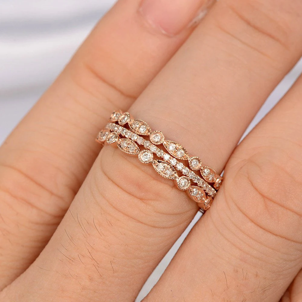 14K Rose Gold Round 3pcs Moissanite Engagement Ring Band lab Diamond Solitaire Wedding for Women Fine Jewelry (3 ring)
14K Rose Gold Round 3pcs Moissanite Engagement Ring Band lab Diamond Solitaire Wedding for Women Fine Jewelry (3 ring)