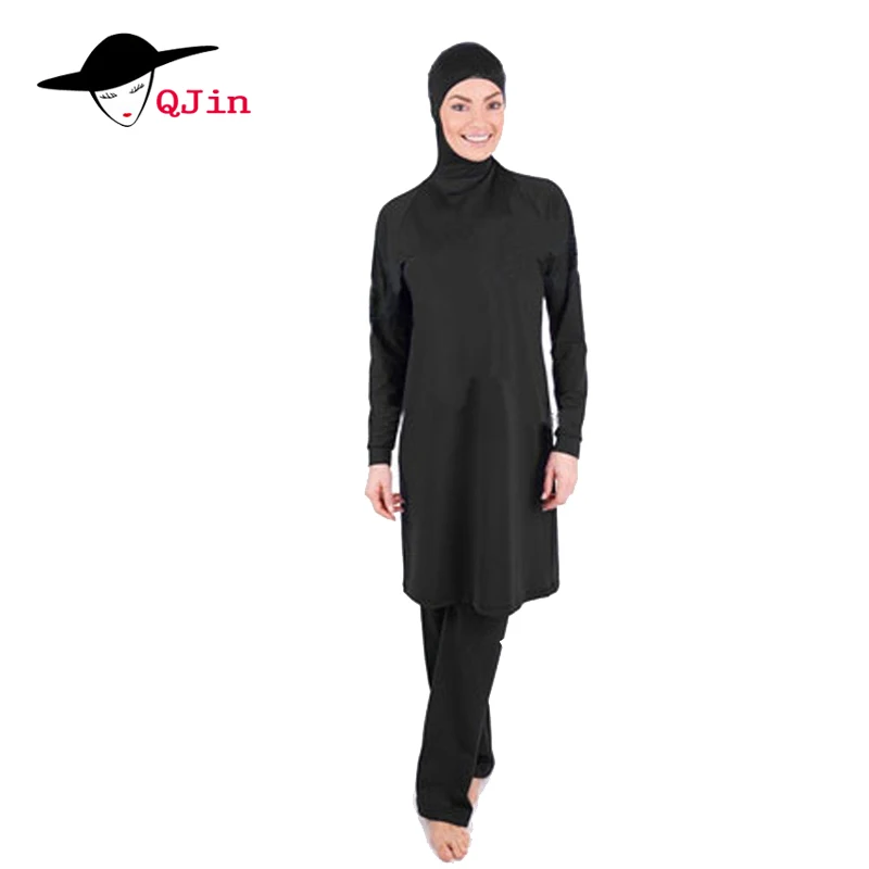 

2021 Full Coverage black Modest Muslim Swimwear Islamic Swimsuit for Women Arab Beach Wear Hijab Swimsuits Bathing suit Burkinis