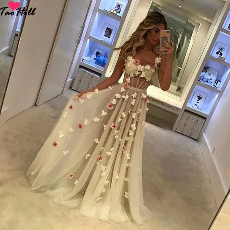 TaoHill Evening Dresses for Girls A-line Flower Straps Light Champagne Sexy See Through Long Woman Dresses for Party
TaoHill Evening Dresses for Girls A-line Flower Straps Light Champagne Sexy See Through Long Woman Dresses for Party