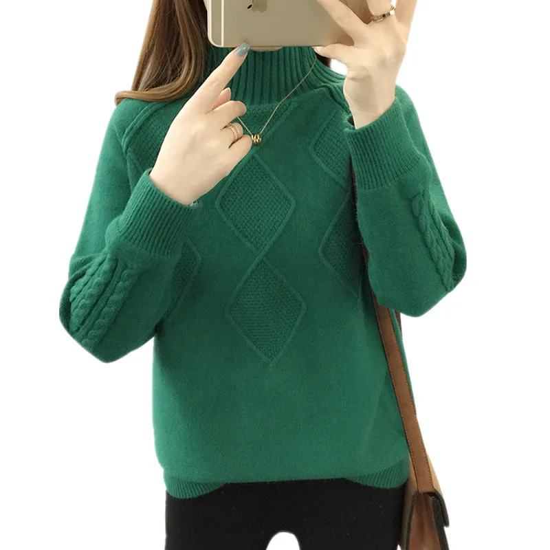 Autumn Winter Women Sweater Pullover Korean Loose Half Turtleneck Sweater Knit Bottoming Shirt Long-sleeved Wild Female Tops 896
Autumn Winter Women Sweater Pullover Korean Loose Half Turtleneck Sweater Knit Bottoming Shirt Long-sleeved Wild Female Tops 896