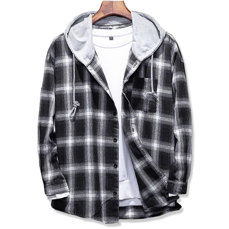2019 Spring Autumn men's Slim Fit Men Long Sleeve Hooded Shirt Men plaid shirt Male Casual Men Shirt Large size 5XL
2019 Spring Autumn men's Slim Fit Men Long Sleeve Hooded Shirt Men plaid shirt Male Casual Men Shirt Large size 5XL