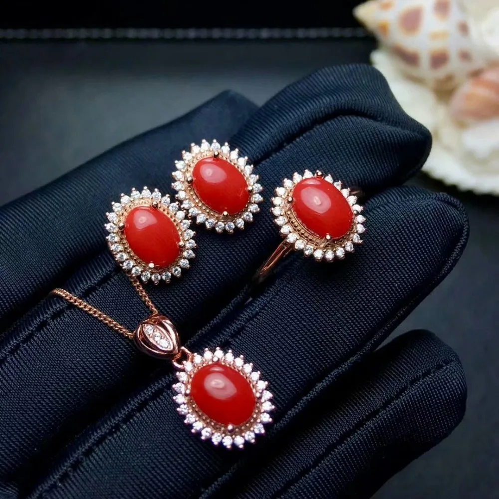 shilovem 925 sterling silver Natural red coral pendants rings earrings women plant party send necklace gift jctz685746agsh 
shilovem 925 sterling silver Natural red coral pendants rings earrings women plant party send necklace gift jctz685746agsh