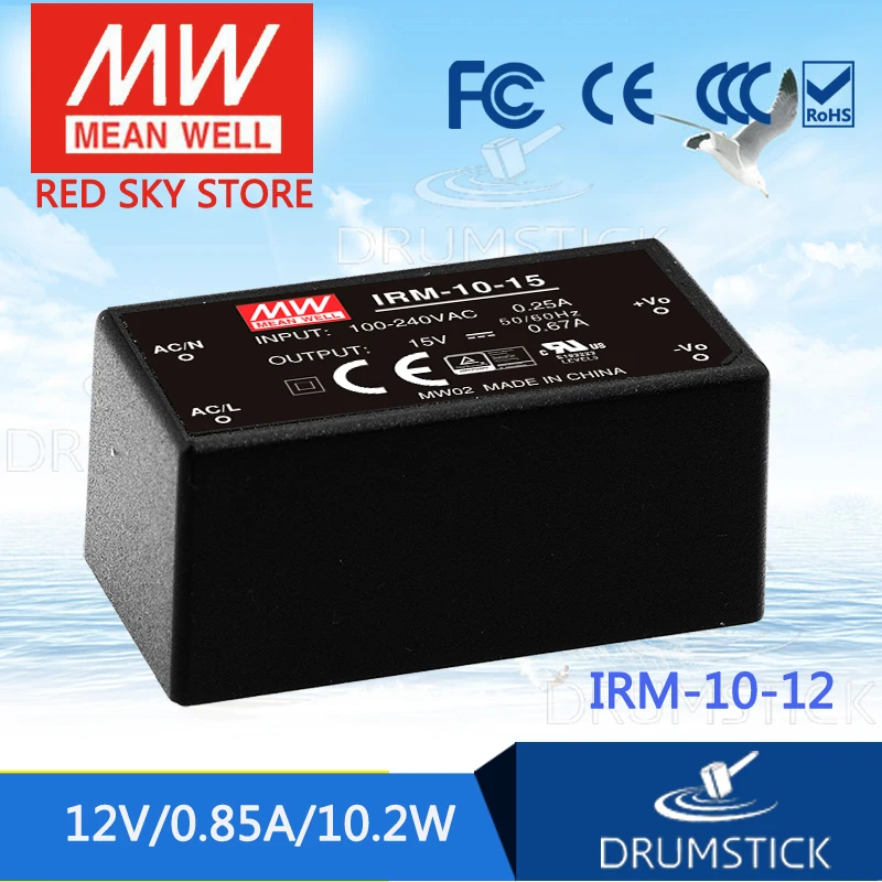 MEAN WELL IRM 10 12 12V 0.85A meanwell 2 W одиночный выход инкапсулированного типа|mean well 12v|12v mean well12v
