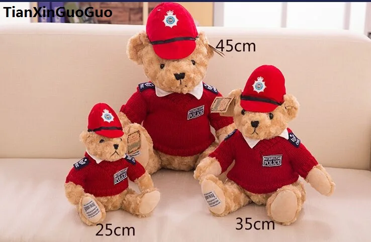 lovely teddy bear dresseed red cloth plush toy police bear soft doll throw pillow christmas gift b2889
lovely teddy bear dresseed red cloth plush toy police bear soft doll throw pillow christmas gift b2889