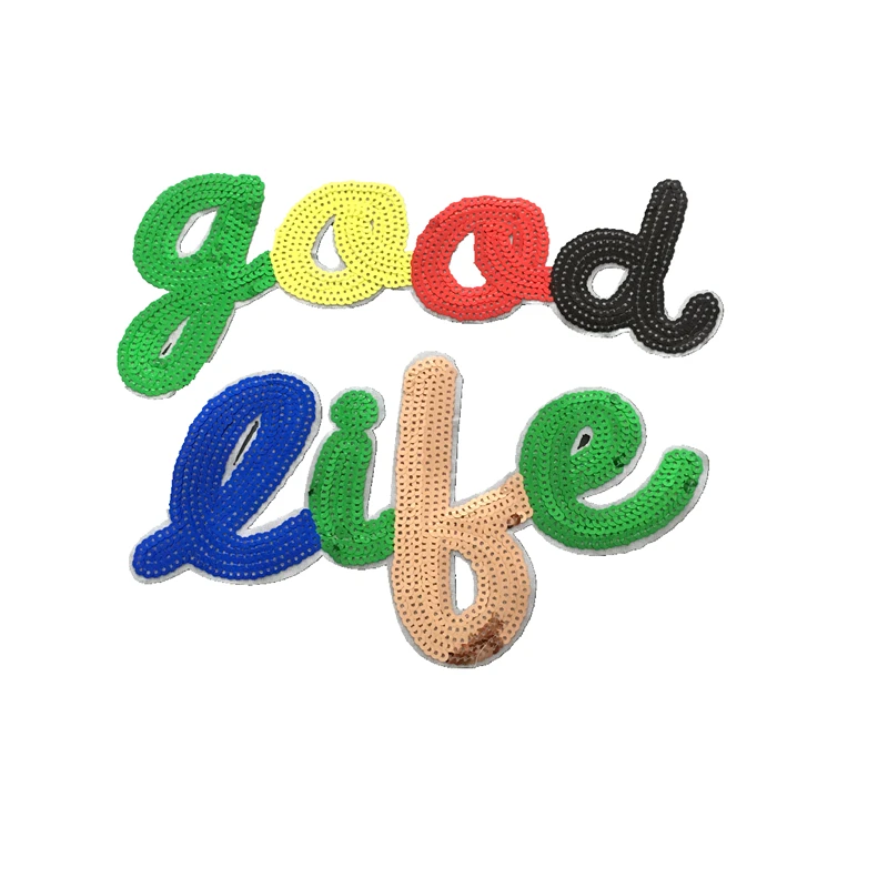 2019 New good life Sequined Sew on Patches for Clothes Large Letters Sequins Patch DIY Decorative Accessories 1set
2019 New good life Sequined Sew on Patches for Clothes Large Letters Sequins Patch DIY Decorative Accessories 1set