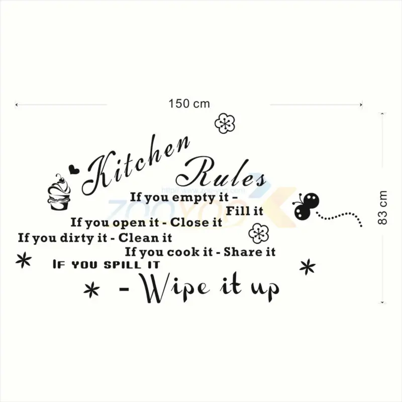 Kitchen Rules home decor creativewall decal ZooYoo8159 decorative adesivo de parede removable vinyl wall sticker
Kitchen Rules home decor creativewall decal ZooYoo8159 decorative adesivo de parede removable vinyl wall sticker