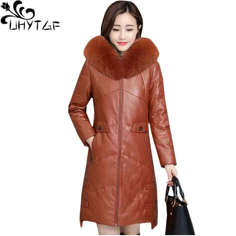 UHYTGF M-4XL high quality PU Leather jacket winter Down jacket plus velvet Thicken Women outerwear Fur collar Hooded Lady coat78
UHYTGF M-4XL high quality PU Leather jacket winter Down jacket plus velvet Thicken Women outerwear Fur collar Hooded Lady coat78