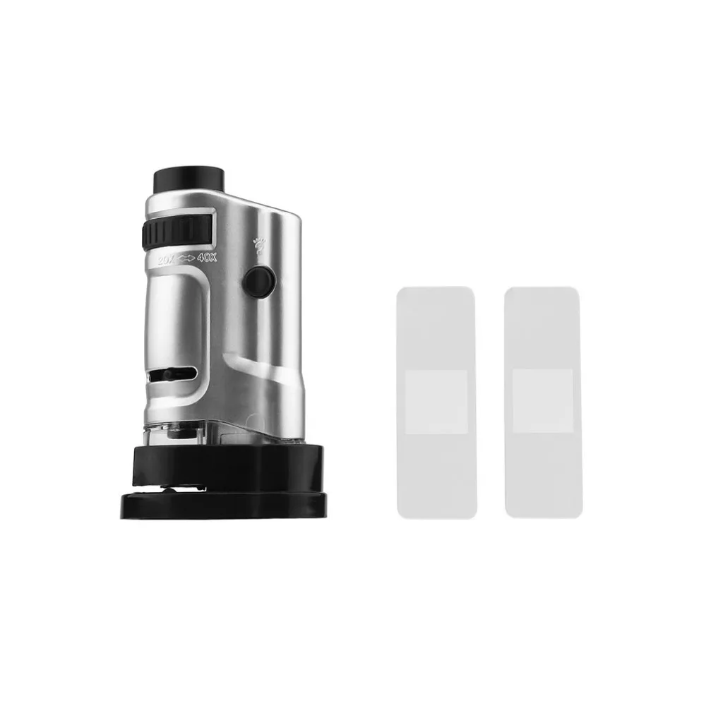 Mini Portable Microscope Zoom 10081-8 20X-40X Jewelry Currency Detecting With LED Illumination Magnifier Loupe New | Инструменты