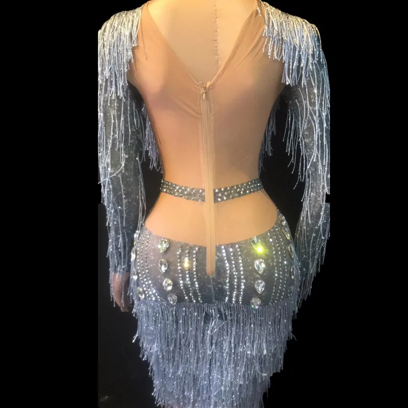 Stage Performance Knee Length Sexy Dress Nightclub Performance Tassels One Piece Dress Crystals Pole Dnace Women Shining Dress
Stage Performance Knee Length Sexy Dress Nightclub Performance Tassels One Piece Dress Crystals Pole Dnace Women Shining Dress