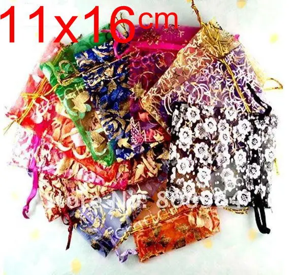 

OMH wholesale 50pc 11x16cm Heart rose heart Christmas Wedding voile gift bag Organza Bags Jewlery packing Gift Pouch BZ08